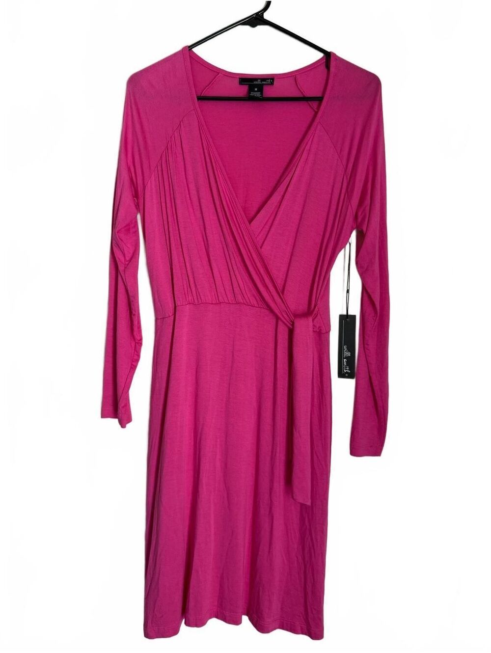 Willie Smith NEW Dress Medium Faux Wrap Pink Chic Minimalist Classic 90s Y2K